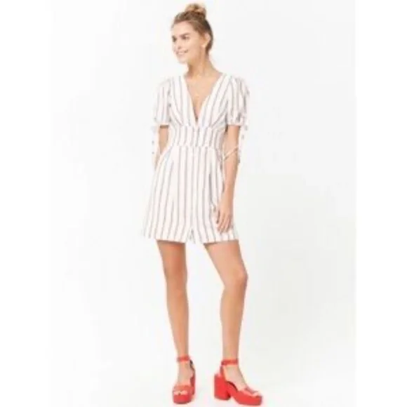 NWT Forever 21 Deep V Striped Mini Dress - Medium - Picture 3 of 6